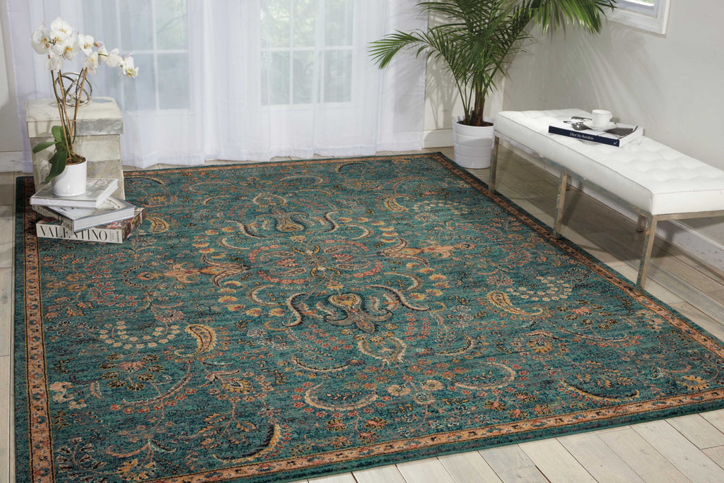 Nourison 2020 NR204 Teal Area Rug Room Image Feature