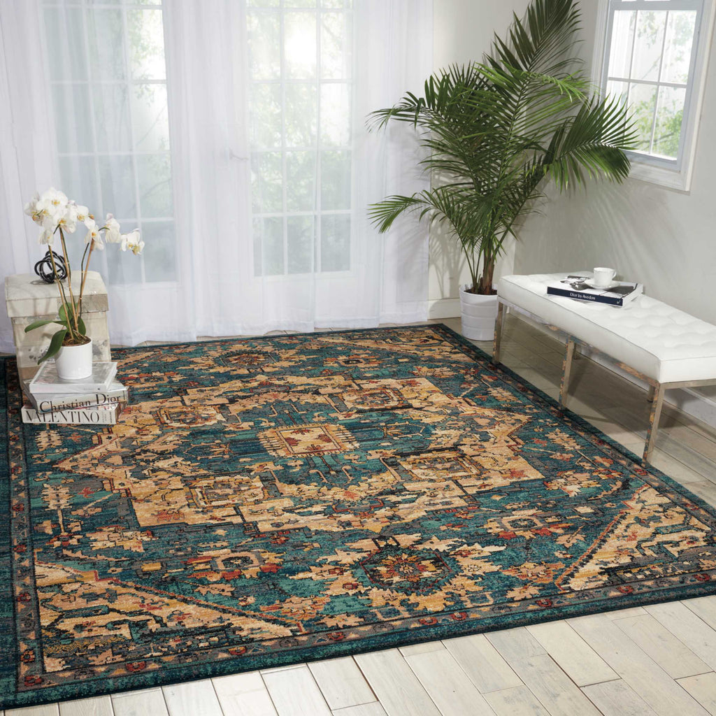 Nourison 2020 NR206 Teal Area Rug Room Image Feature