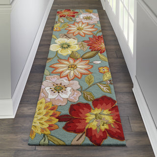 Nourison Fantasy FA18 Aqua Area Rug 2'3'' X 8' Runner