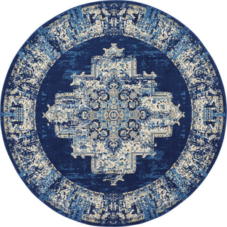 Nourison Grafix GRF14 Navy Blue Area Rug Round