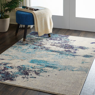 Nourison Celestial CES02 Ivory/Teal Blue Area Rug Room Scene 2