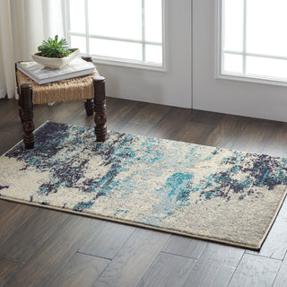 Nourison Celestial CES02 Ivory/Teal Blue Area Rug Room Scene 3