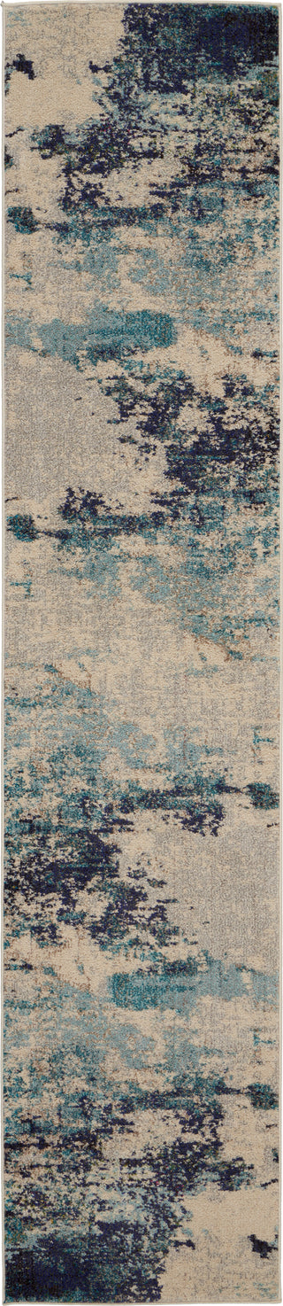 Nourison Celestial CES02 Ivory/Teal Blue Area Rug Runner