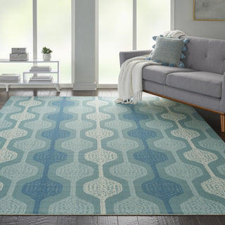 Nourison WAV01/Sun and Shade SND70 Aqua Area Rug by Waverly Room Image