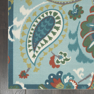 Nourison WAV01/Sun and Shade SND73 Light Blue Area Rug by Waverly Corner Image