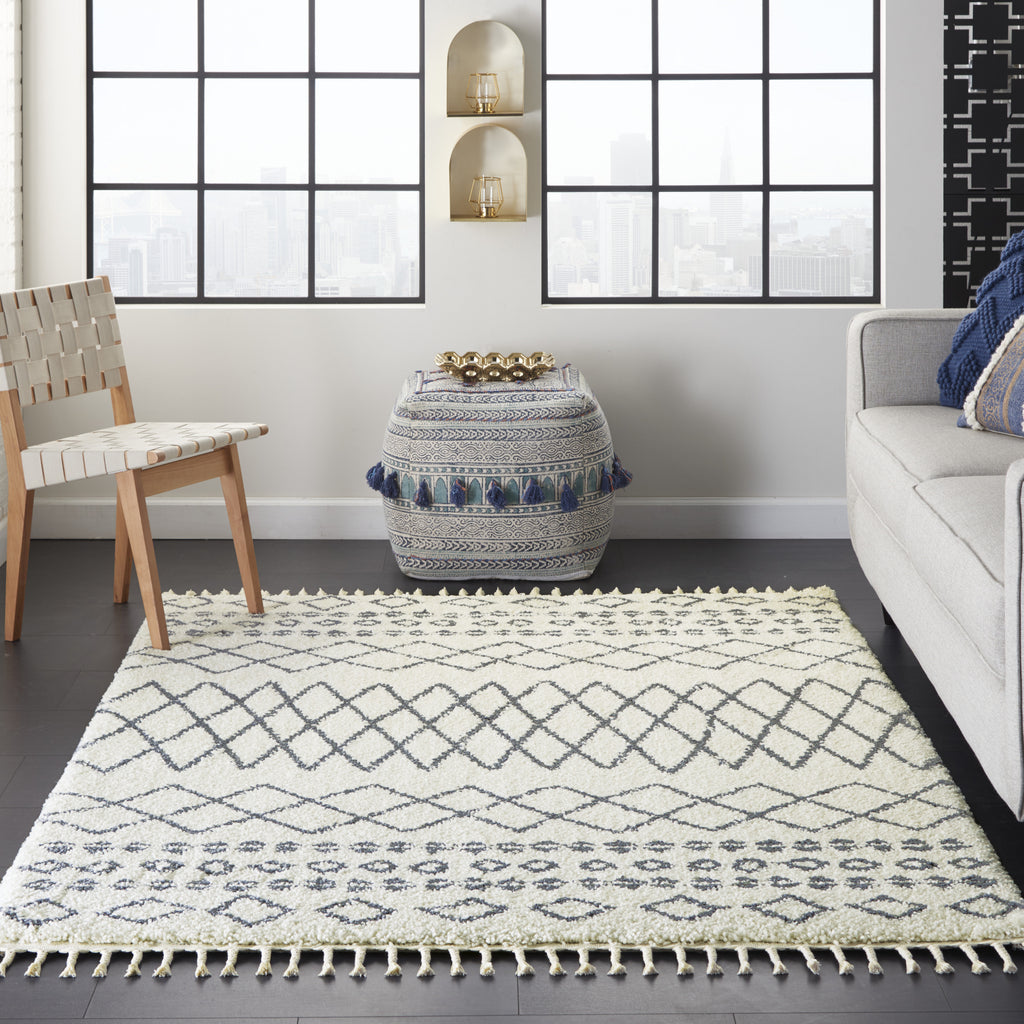 Nourison Moroccan Shag MRS02 White Area Rug Room Image Feature