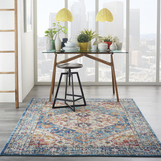 Nourison Passion PSN23 Ivory/Light Blue Area Rug Room Image Feature