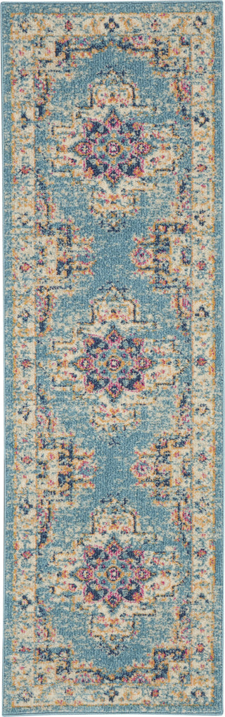 Nourison Passion PSN03 Light Blue Area Rug 2'2'' X 7'6'' Runner 