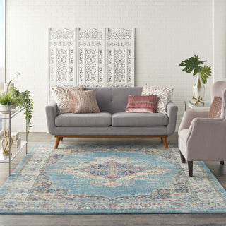 Nourison Passion PSN03 Light Blue Area Rug Room Scene Featured