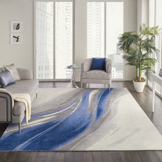 Nourison Twilight TWI28 Ivory Grey Blue Area Rug Room Scene Featured