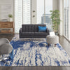 Nourison Twilight TWI29 Ivory Blue Area Rug Room Scene Featured