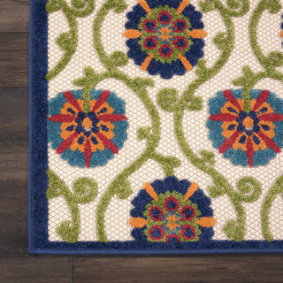 Nourison Aloha ALH19 Blue/Multicolor Area Rug Corner 