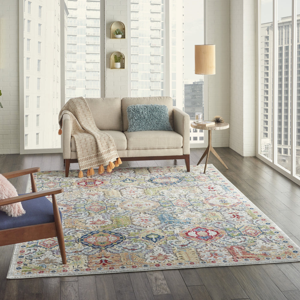 Nourison Global Vintage GLB12 Grey/Multicolor Area Rug Room Image Feature
