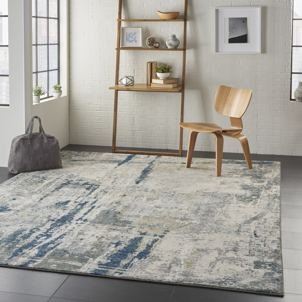 Nourison Artworks ATW05 Ivory/Navy Area Rug Room Image Feature