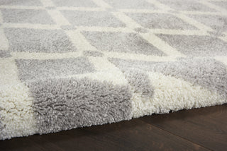 Diamond Trellis Shag DMT01 Grey/Ivory Area Rug by Nourison Room Image