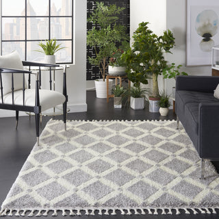 Diamond Trellis Shag DMT01 Grey/Ivory Area Rug by Nourison Texture Image Feature