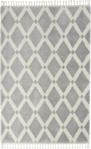 Diamond Trellis Shag DMT01 Grey/Ivory Area Rug by Nourison