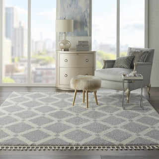 Diamond Trellis Shag DMT01 Grey/Ivory Area Rug by Nourison