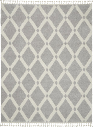 Diamond Trellis Shag DMT01 Grey/Ivory Area Rug by Nourison