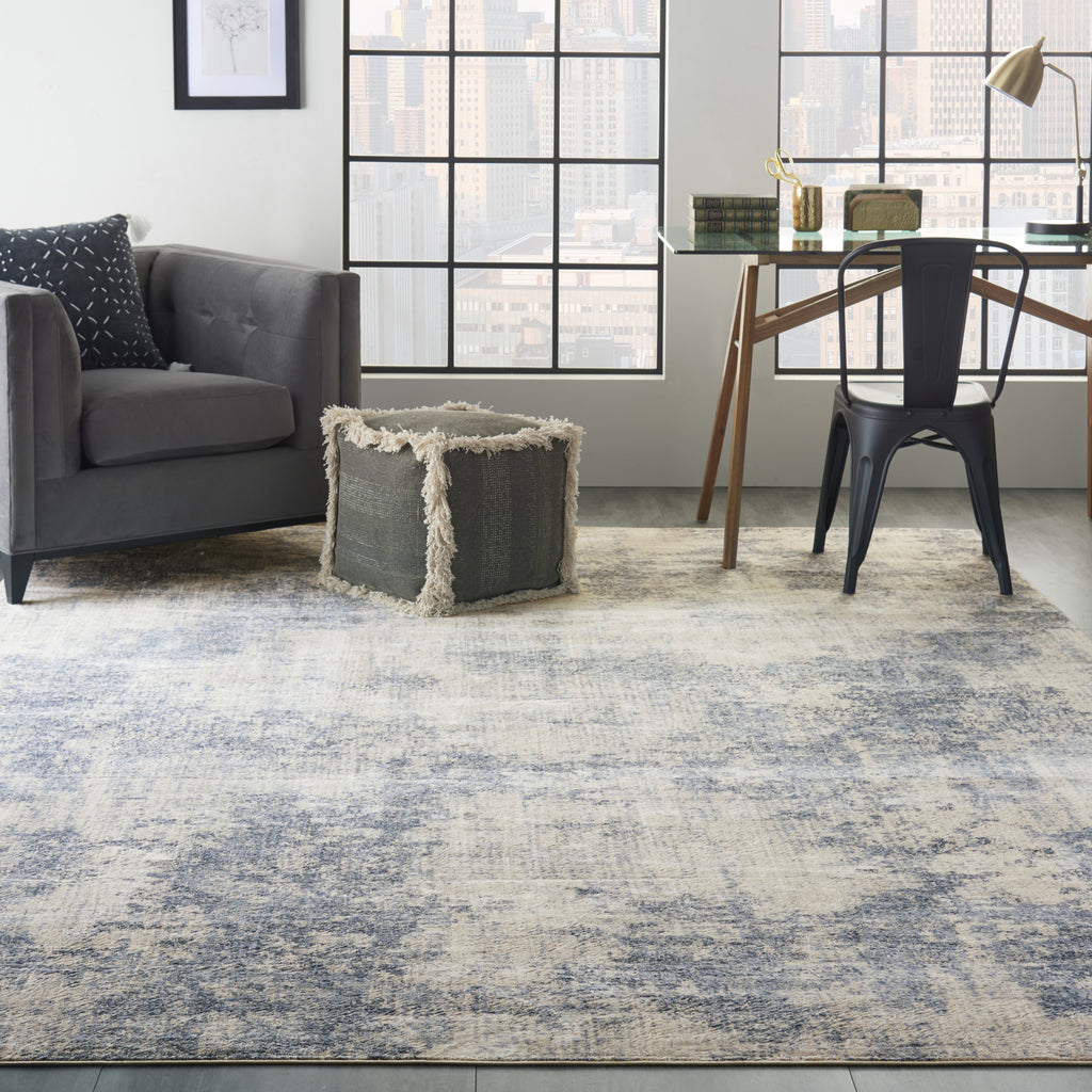 Sleek Textures SLE01 Ivory/Blue Area Rug by Nourison Texture Image Feature