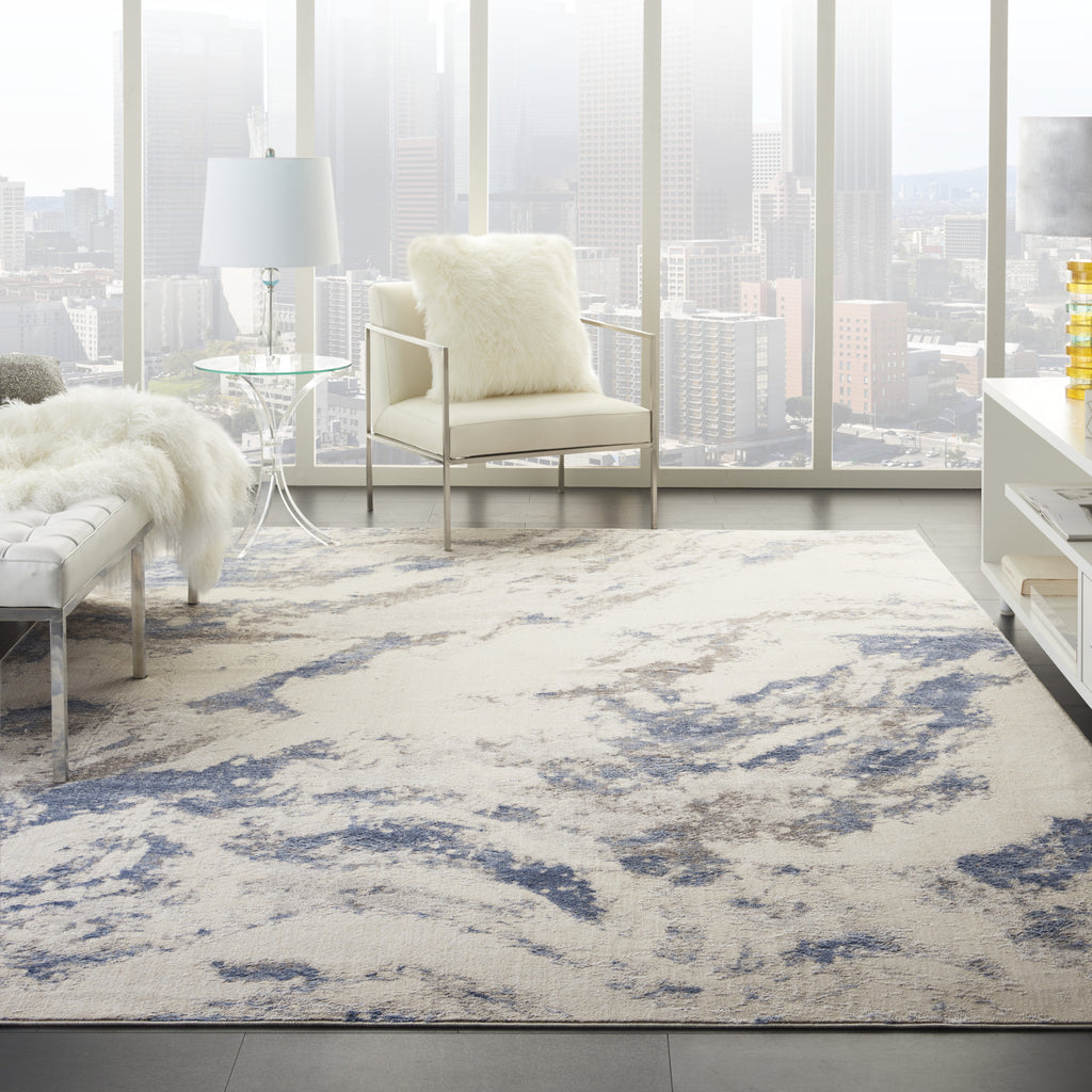Sleek Textures SLE03 Blue/Ivory/Grey Area Rug by Nourison Texture Image Feature