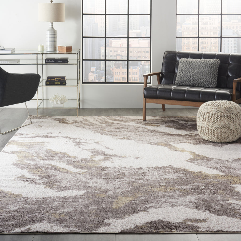 Sleek Textures SLE03 Brown/Ivory Area Rug by Nourison Texture Image Feature