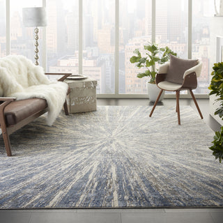 Sleek Textures SLE05 Blue/Grey Area Rug by Nourison Texture Image Feature