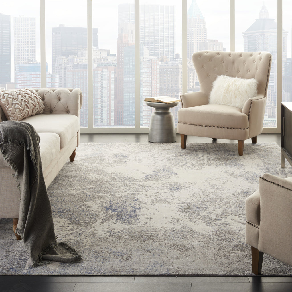 Sleek Textures SLE06 Ivory/Grey Area Rug by Nourison Texture Image Feature