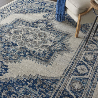 Persian Vintage PRV01 Ivory Blue Area Rug by Nourison Detail Image