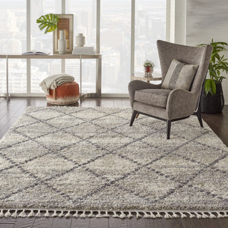 Nourison Scandinavian Shag SCN01 Ivory/Grey Area Rug Room Image Feature