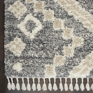 Nourison Scandinavian Shag SCN02 Grey/Ivory Area Rug Corner Image