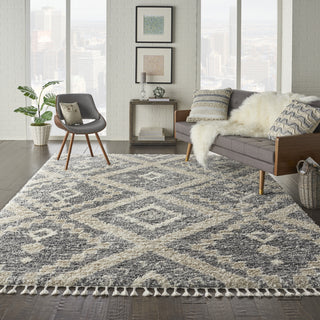 Nourison Scandinavian Shag SCN02 Grey/Ivory Area Rug Room Image Feature