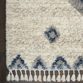 Nourison Scandinavian Shag SCN03 Ivory/Blue Area Rug Corner Image