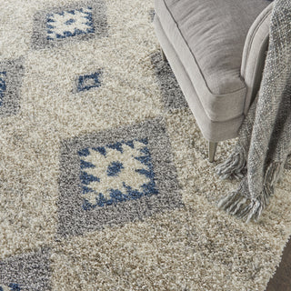 Nourison Scandinavian Shag SCN03 Ivory/Blue Area Rug Detail Image