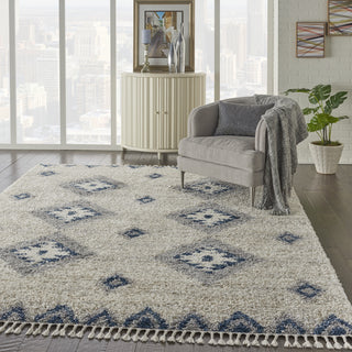 Scandinavian Shag SCN03 Ivory/Blue Area Rug by Nourison Main Image