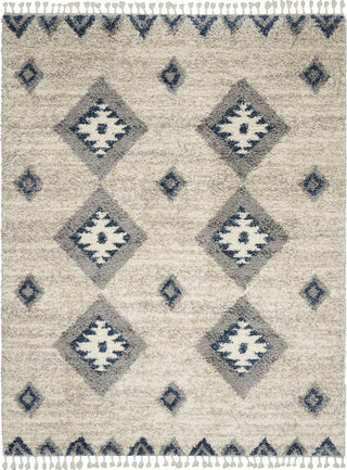 Nourison Scandinavian Shag SCN03 Ivory/Blue Area Rug Main Image