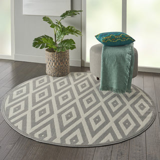 Nourison Grafix GRF18 White/Grey Area Rug Room Image