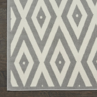 Nourison Grafix GRF18 White/Grey Area Rug Corner Image