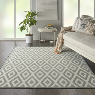 Nourison Grafix GRF18 White/Grey Area Rug Room Image Feature