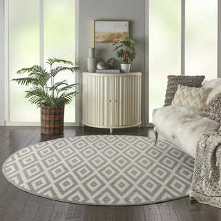 Nourison Grafix GRF18 White/Grey Area Rug Room Image