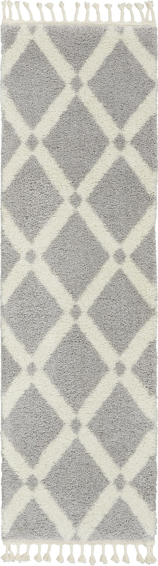 Diamond Trellis Shag DMT01 Grey/Ivory Area Rug by Nourison