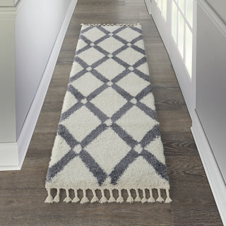 Diamond Trellis Shag DMT01 Ivory/Slate Area Rug by Nourison