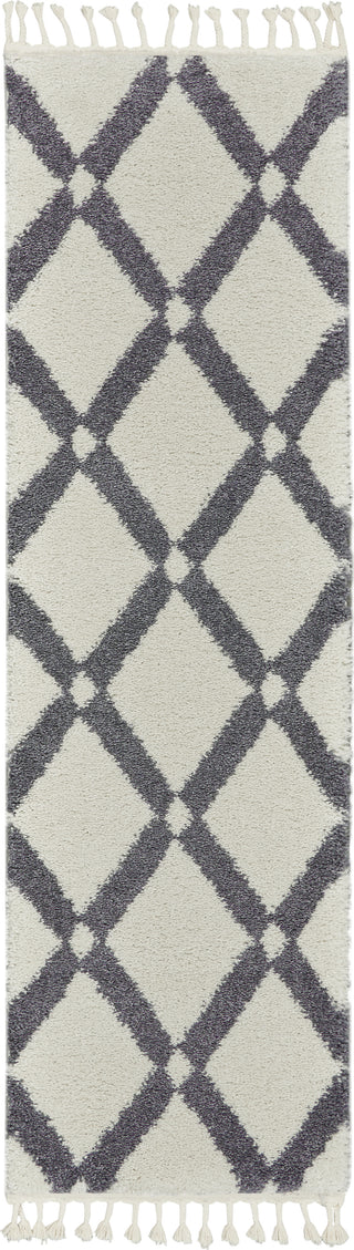 Diamond Trellis Shag DMT01 Ivory/Slate Area Rug by Nourison