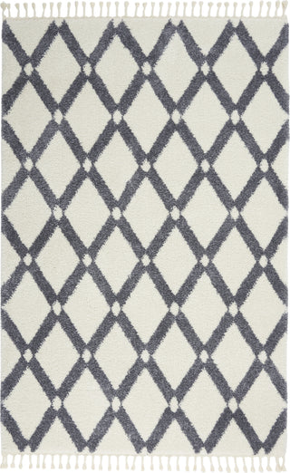 Diamond Trellis Shag DMT01 Ivory/Slate Area Rug by Nourison