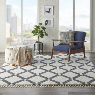 Diamond Trellis Shag DMT01 Ivory/Slate Area Rug by Nourison