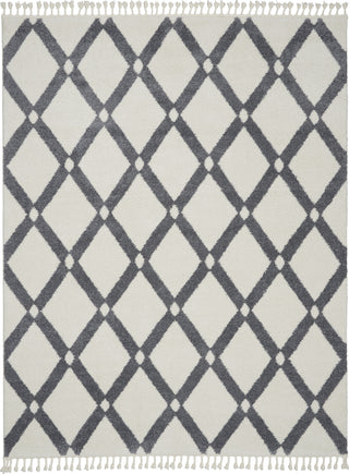 Diamond Trellis Shag DMT01 Ivory/Slate Area Rug by Nourison