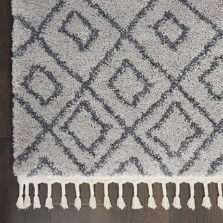 Diamond Trellis Shag DMT02 Grey/Slate Area Rug by Nourison