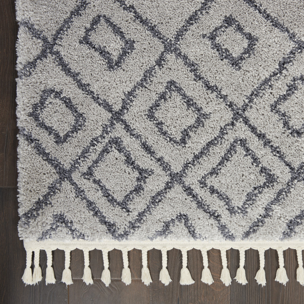 Diamond Trellis Shag DMT02 Grey/Slate Area Rug by Nourison main image