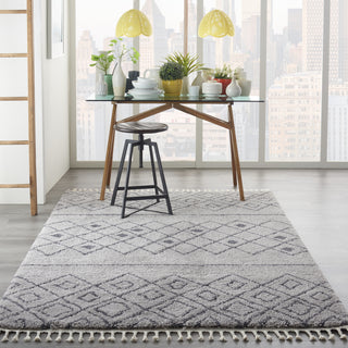 Diamond Trellis Shag DMT02 Grey/Slate Area Rug by Nourison Texture Image