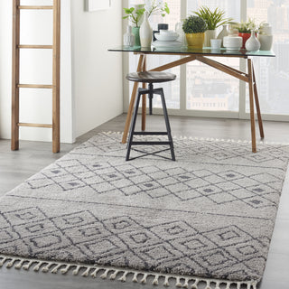 Diamond Trellis Shag DMT02 Grey/Slate Area Rug by Nourison Room Image Feature